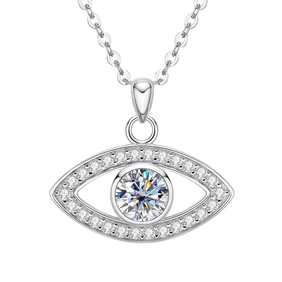 

Anujewel 1ct d cor moissanite diamante sorte olho mal posse pingente 925 prata esterlina 40 + 2 3cm colar hip pop jóias