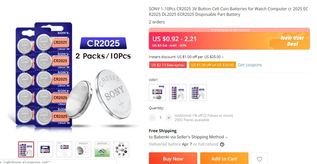 Panasonic 1-25Pcs CR2025 Button Cell Batteries For LED Lights Toys Watches Remote Control CR 2025 3V Lithium Dsposable Battery