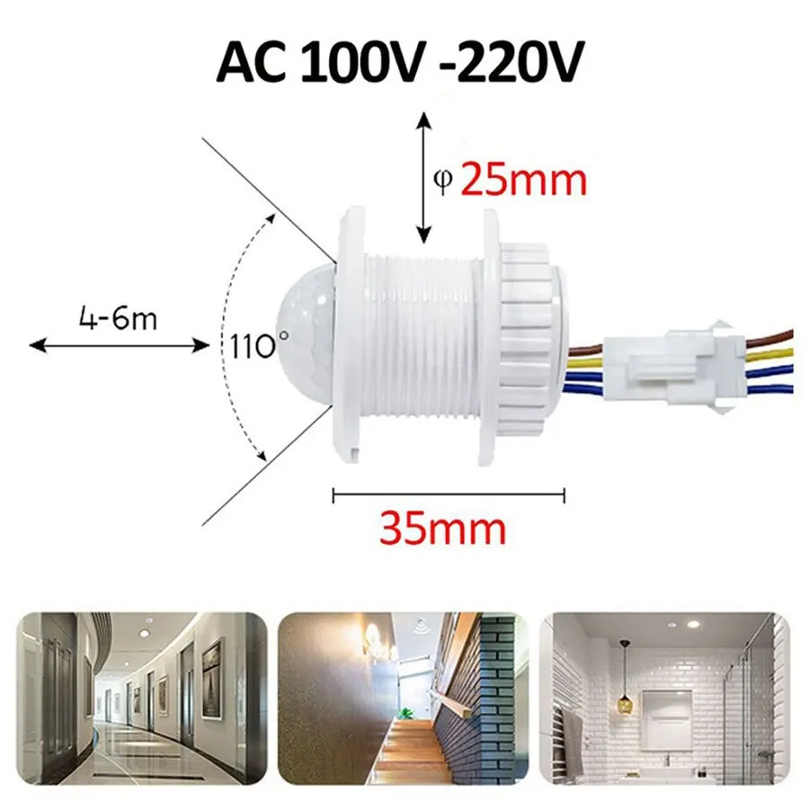 Automatic Motion Sensor Light Switch with Adjustable Time Delay and Movement Detection