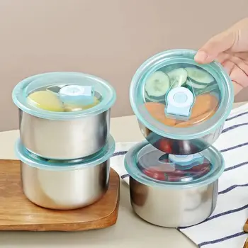 Boîte ronde scellée multifonctionnelle en acier inoxydable, préparation de repas, stockage du déjeuner, bol, réfrigérateur, bac à légumes congelé 1