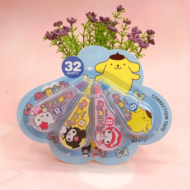 4Pcs/set Sanrio Hello Kitty Correction Tape Kuromi My Melody Pompompurin Kawaii Students Stationery School Office Supplies
