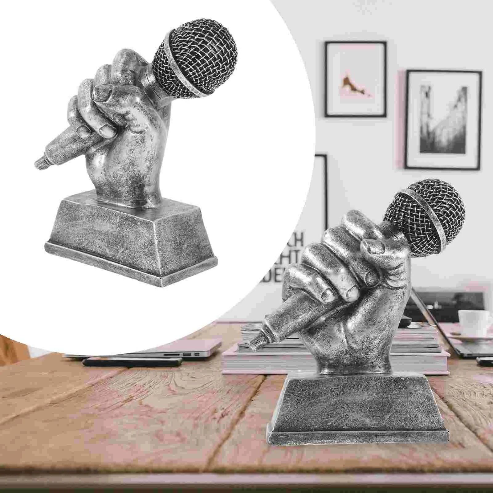 

Microphone Trophies Silver Singer Trophy Appreciation Gift Dance Trophy Mic Trophy Singing Award Trophy Karaoke Competitions