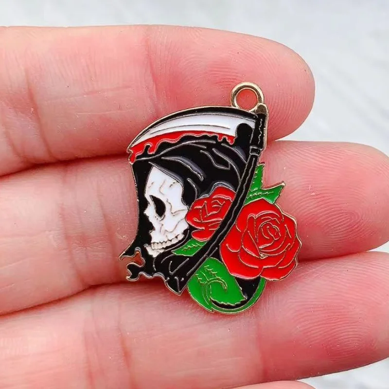 10 Pièces émail Halloween Mort Fantôme Breloques Pendentifs Pour La Fabrication De Bijoux Mignon Boucles D'oreilles Colliers Bricolage Artisanat Bijoux Cadeaux