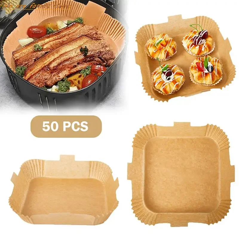 50PCS/lot Disposable Air Fryer Paper Liner 24CM Non-Stick Baking Paper Food Grade Parchment Oil-Proof Accesorios