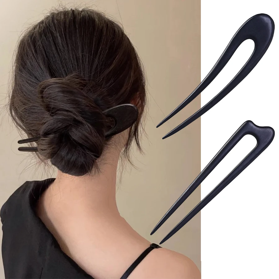 Bâtonnets à cheveux en bois en forme de U, fourchette à la mode, épingle à cheveux de Style chinois, chignon pour femmes et filles, accessoires pour cheveux queue de cheval Vintage