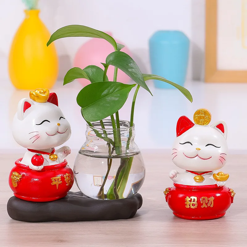 

Полимерное украшение, мультяшный Кот со встряхивающей головой, креативный стеклянный гидропонный декор для фойе, офисного стола