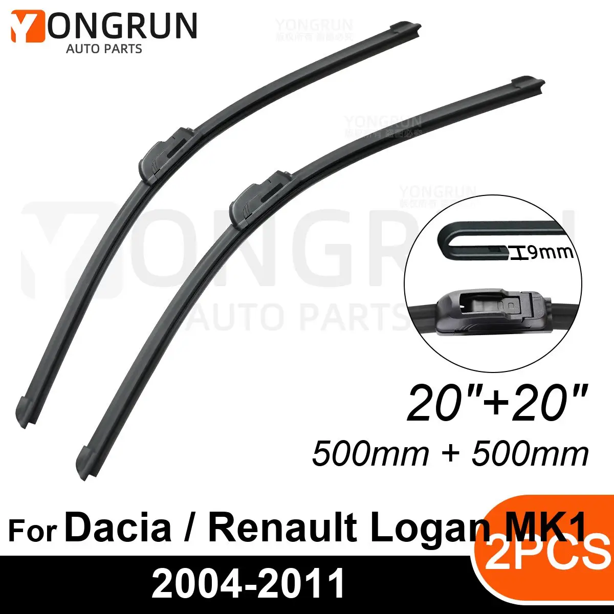 

Front Wipers For Dacia / Renault Logan MK1 2004-2011 Wiper Blade Rubber 20"+20" Car Windshield Windscreen Accessories 2009 2010