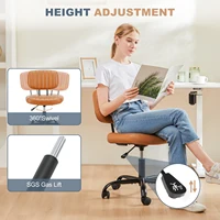 JHK Armless Office Desk Chair Back Lumbar Support Height Adjustable PU Leather Computer Chair with 360° Swivel Rolling Wheels - Image 3