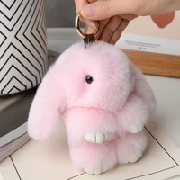 ZAKOL 15cm Fluffy Rabbit Fur Pompon Bunny Keychain Soft Cute Rabbit Toy Key Chain Bag Decoration Accessories Gift for Girls 3