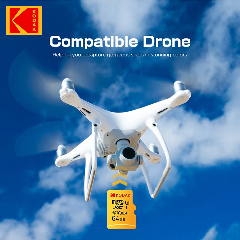 KODAK 마이크로 TF SD 카드, 클래스 10 고속 미니 메모리 카드, U3 V30 메모리 카드, 실제 용량, 32GB, 64GB, 무료 배송