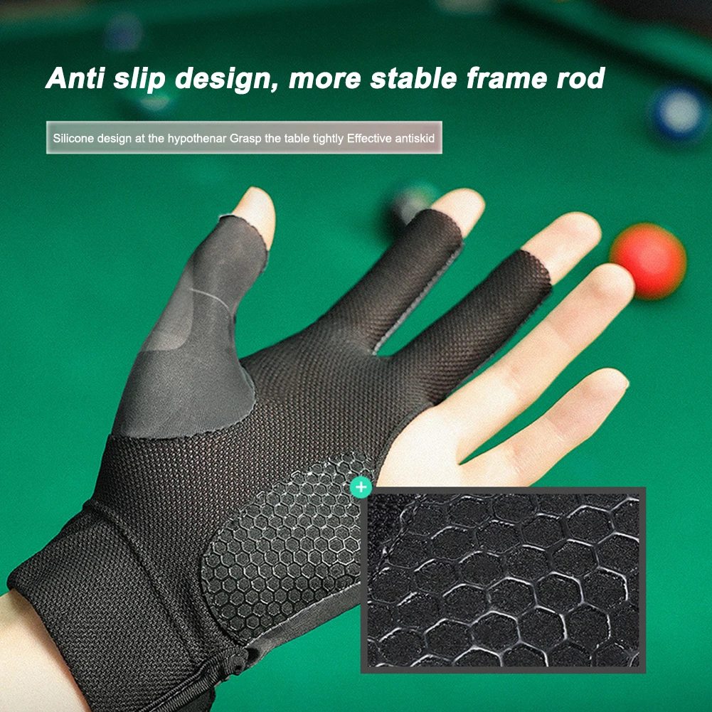 Open Finger Billiard Pool Gloves Adjustable Sticker Polyester Left Hand Billiard Gloves Portable Reusable Training Accessories