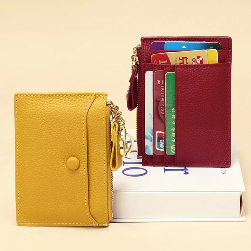 

Genuine Leather Coin Purse for Women with KeyChain Small Zipper Change Purse Coin Pouch Slim Card Holder Wallet Clutch for Women