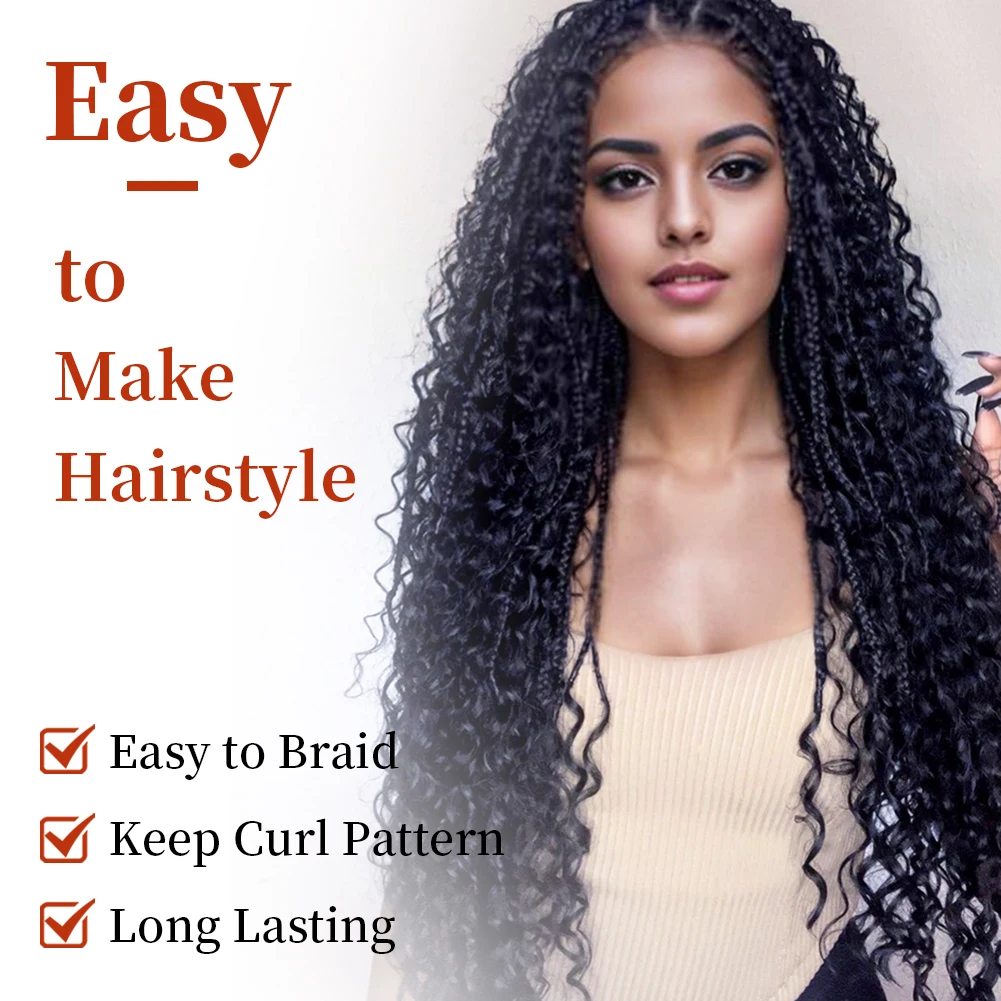 Synthetic Crochet Hair Curly Braiding Synthetic Hair Deep Wave Bulk Hair Crochet Braiding No Weft Bundle Brazilian Virgin Water Curly 22 Inch