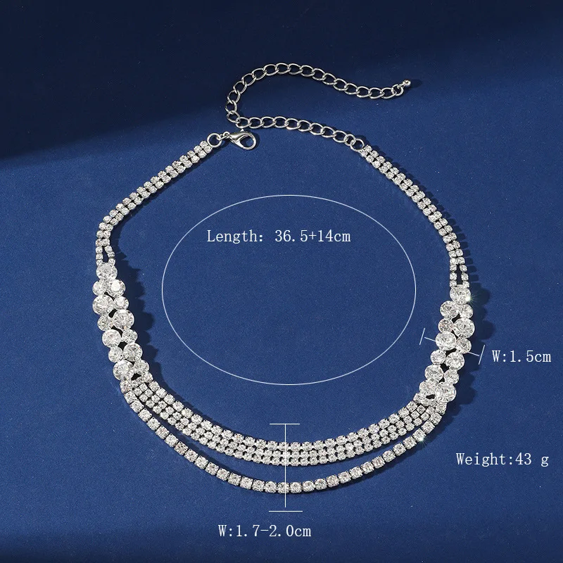 Multi-Layer Rhinestone Necklace For Women Crystal Claw Chain Exaggerated Ladies Sliver Necklace Chains Wedding Party Jewelry New