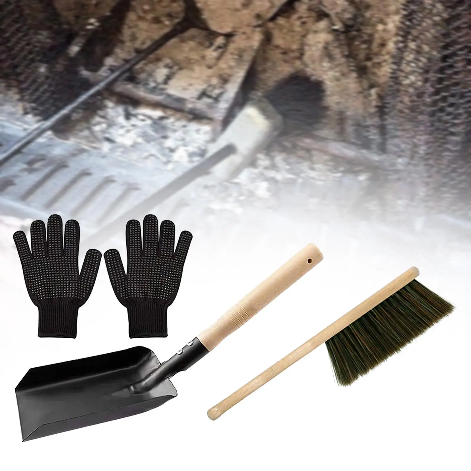 Fire Place Tool Set Hearth Tidy Black Gloves Firepit Wood Burner Accessories Fireplace Broom Steel Shovel and Ash Brush Set Fire Place Tool Set Hearth Tidy Black Gloves Firepit Wood Burner Accessories Fireplace Broom Steel Shovel and Ash Brush Set