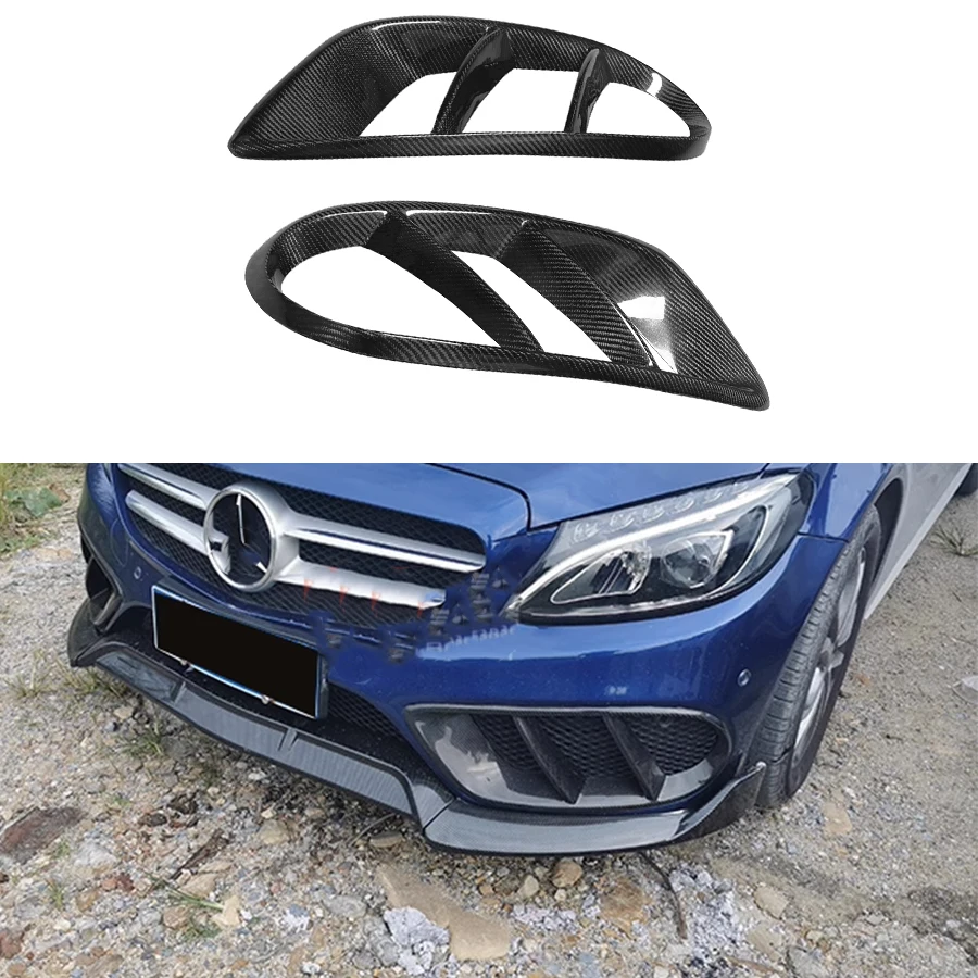 

Рамка для противотуманной фары из углеродного волокна для Mercedes Benz C Class W205 C200 C260 C300, Решетка переднего бампера, Крышка вентиляционного отверстия, комплект для кузова