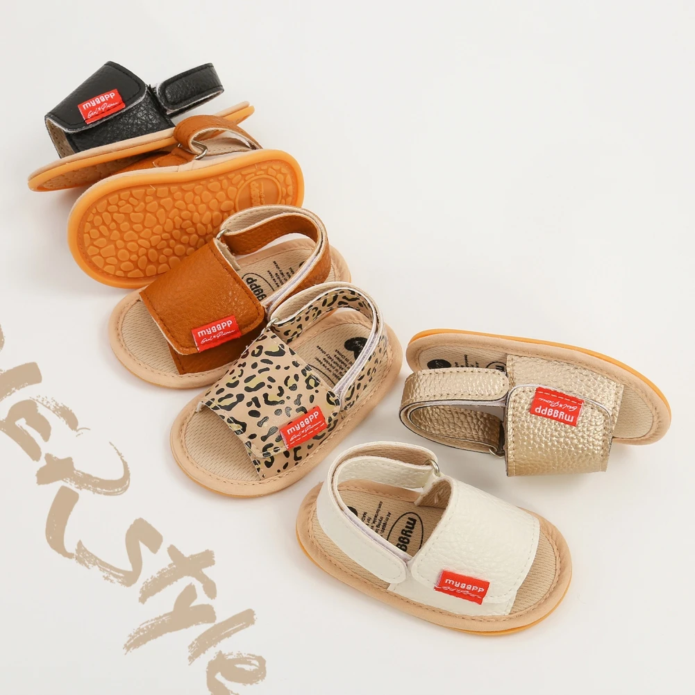 Summer Newborn Baby Shoes Sandals Leather Infant Soft Sole Footwear Solid Toddler First Walker Crib Shoes for Girl Boy 0-18M 1