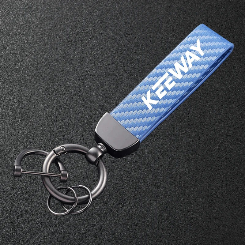 Carbon Fiber Textured Leather Motorcycle Keychain