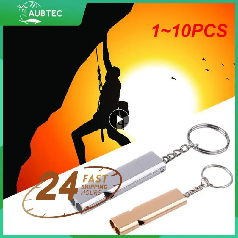 

1~10PCS Portable Outdoor Whistle Aluminum Alloy Dual Tube High Frequency Twin-tube Camping Survival Key Chain Whistle Tools