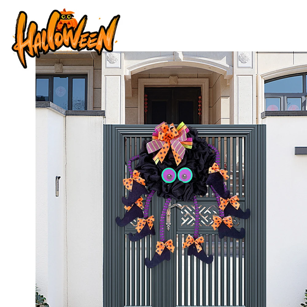 

Multi-leg Witch Wreath Spider Door Halloween Party Decor Ornament Pendant Home Wall Hanging Decoration