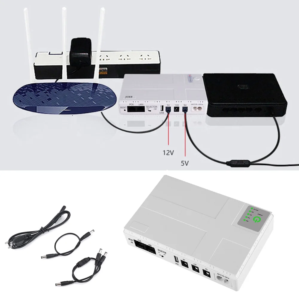 AC85-265V 8800mAh Backup & Protector UPS System 5V 9V 12V 15V 24V 0.6A 1A 2A Output Uninterruptible Power Supply White EU Plug