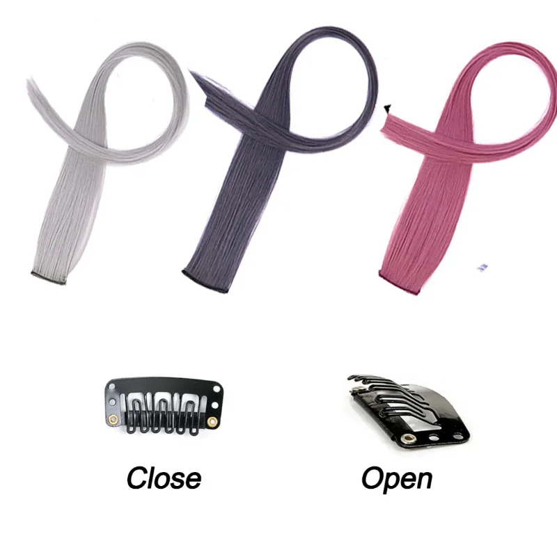 H&STAR  Synthetic 50cm Long Straight 5pcs/Pack Hair Extension  Multi color Hairpiece Wigs for Women