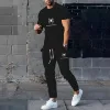 2024 Hot Selling New Summer Men's Suit Casual Pants Suit 3D Printed Clothes Round Neck T-Shirt Men's Short Sleeve 2-Piece Set 1