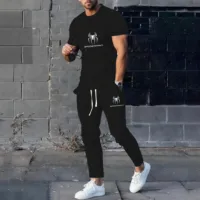 2024 Hot Selling New Summer Men's Suit Casual Pants Suit 3D Printed Clothes Round Neck T-Shirt Men's Short Sleeve 2-Piece Set 1