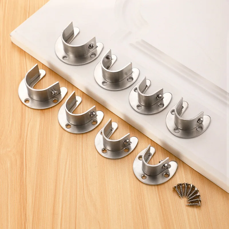 Wardrobe Bracket 2PCS/Lot Heavy Duty Stainless Steel Rod Socket Flange Rod Holder Closet End Support 19/22/25/32mm U Shaped
