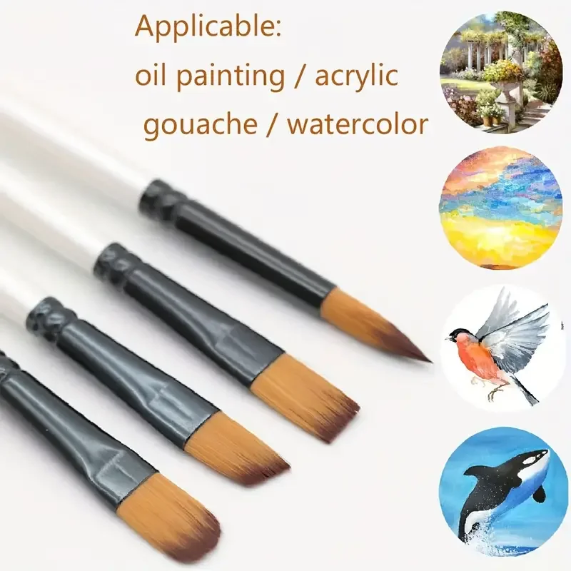 Artist Paint Brushes Set - 6 Premium Brushes for Versatile Painting Techniques