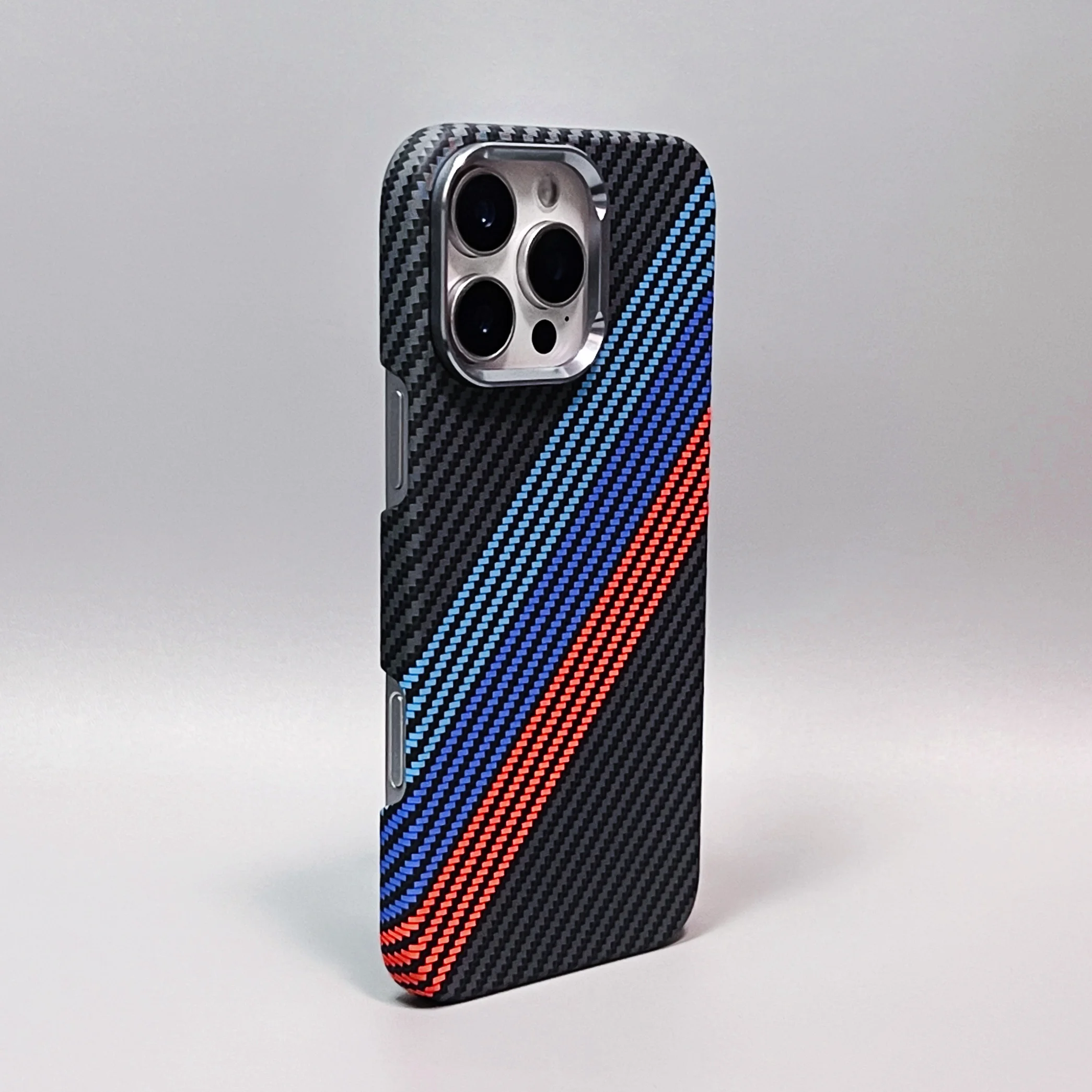 Ultra Thin Carbon Fiber Texture Magsafe Case with Wireless Charging and Alloy Lens Matte Hard Cover