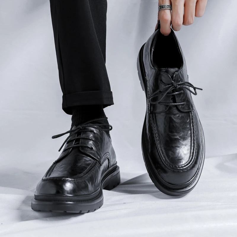 Fashion Business Dress Men Shoes Formal Slip On Dress Shoes Mens Oxfords Footwear High Quality Genuine Leather For Men