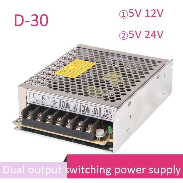 30W dual output switching power supply 5v 12v; 5v 24v SMPS for monitor