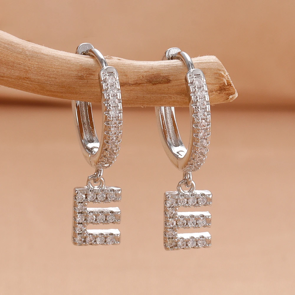 Nidin Hot Sale Initial A-Z Letters Mini Small Hoop Earrings Gold Color Zircon Jewelry Alphabet Fashion Christmas New Year Gift