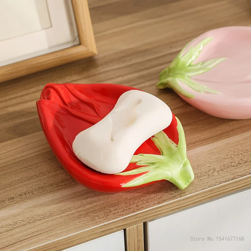 Creative Rose Leaf Shaped Ceramic Soap Box Household Bathroom Kitchen Article Sink Drain Soap Dish Light Luxury Stora 1Pcge Rack