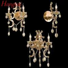 

Hongcui Indoor Candle Wall Lamps Gold Luxury Fixtures LED Modern European Light Sconces for Home Decoration