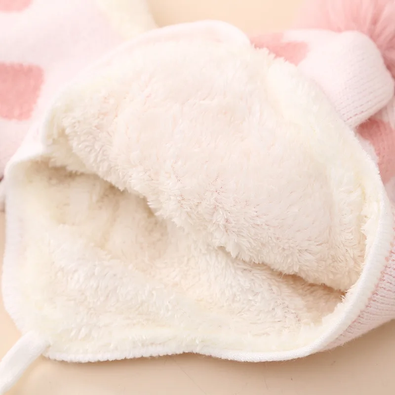 New Children's Knitted Love Hat Scarf Two-piece Winter Baby Padded Warm Two-piece Sets Kids Hat Scarves Sets