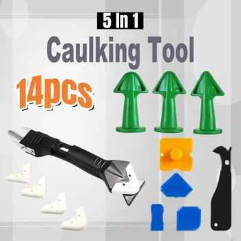 14pcs 5 In 1 Silicone Remover Sealant Smooth Scraper Caulk Finisher Grout Kit Tool Floor Mould Removal Hand Tool Set Accessories