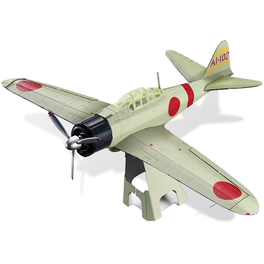 Piececool 3D 금속 퍼즐 미쓰비시 A6M 제로 비행기 DIY 키트 조립 모델 세트 청소년 두뇌 티저 퍼즐 장난감 선물