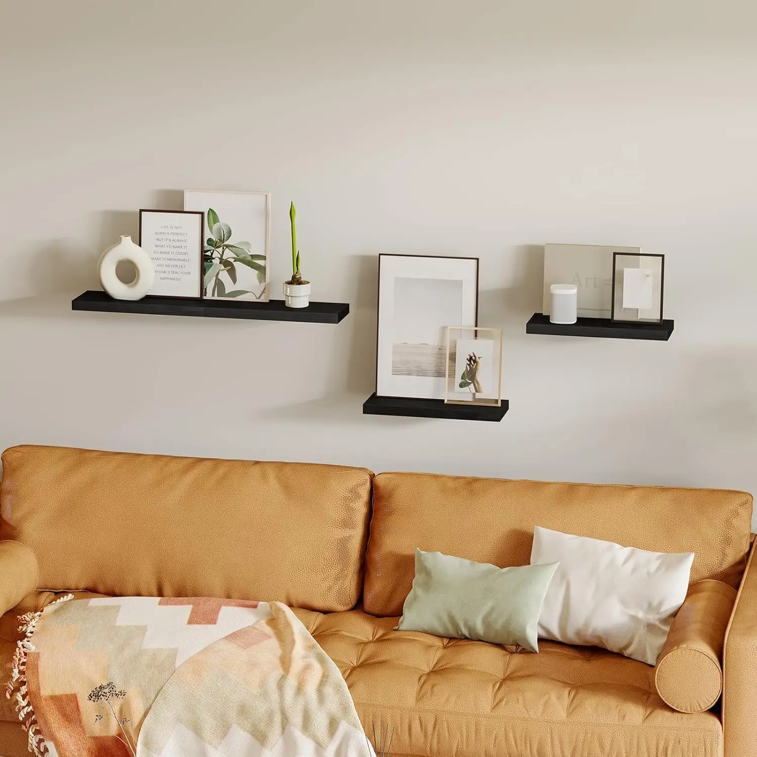 Fixwal Floating Shelves for Wall, Wall Mounted Rustic Wood Shelves for Bathroom, Living Room, Bedroom and Kitchen, Wall Shelves 6