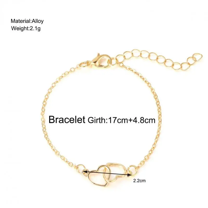 Bracelet Heart To Heart Matching Double Small Hollow Bracelet Simplicity Style Fashionable Temperament