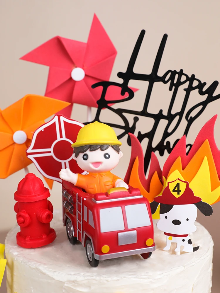Firefighter-Themed Cake Toppers for Kids' Birthday Parties