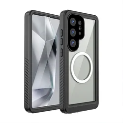 Magnetic Waterproof Full - Coverage Phone Case with 360 - Degree Drop Protection - Galaxy S25 Ultra (Black)