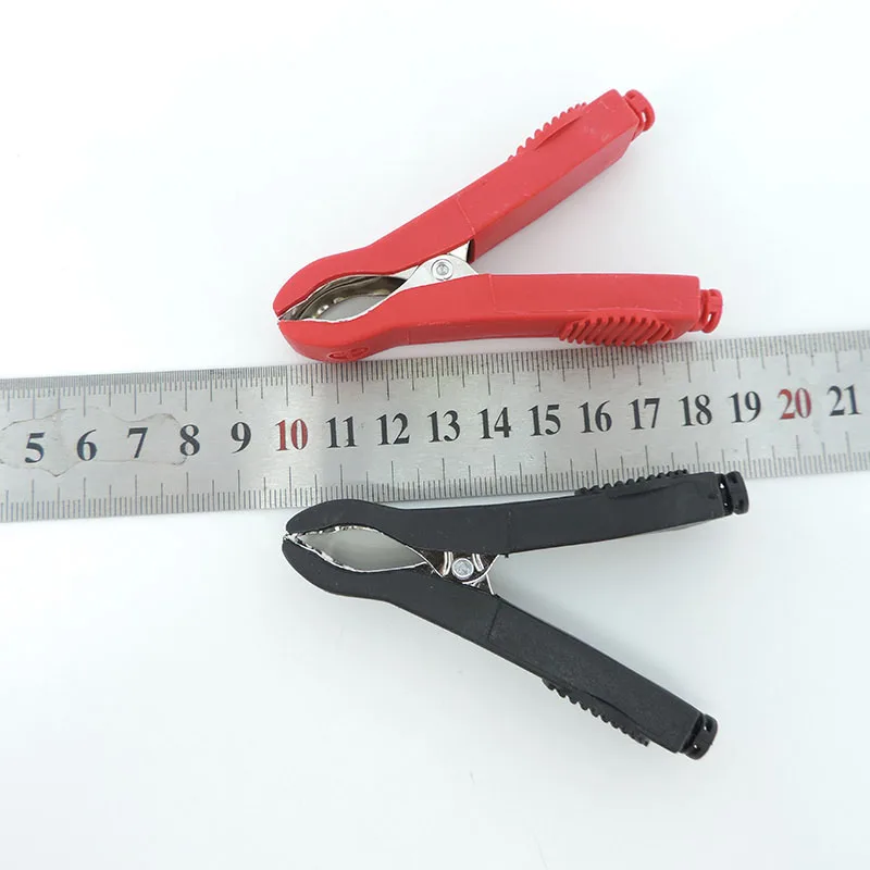 Description Picture 6 of itemInsulated Alligator Crocodile Clips plug Probe Test lead Connector Red Black Electrical Connection car Battery Terminal 35A
