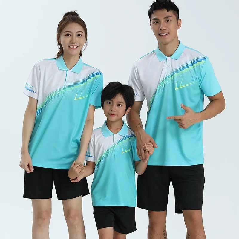 Men's Women's Badminton Short Sleeve Sports Shirt Tennis Clothing For Kids Ping Pong Suit Birds Feathers Patterned Outfit