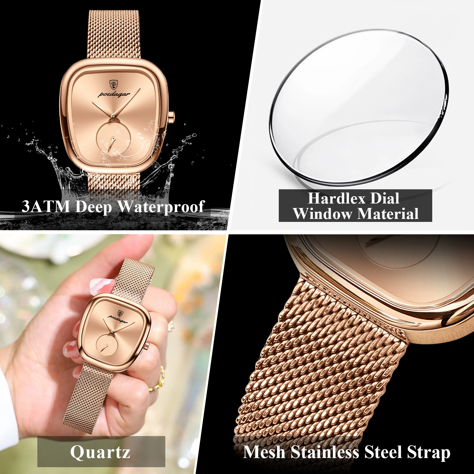 POEDAGAR Luxury Fashion Elegant Ladies Watch Waterproof Watch for Woman Mesh Stainless Steel Quartz Women's Watches Female Reloj 4