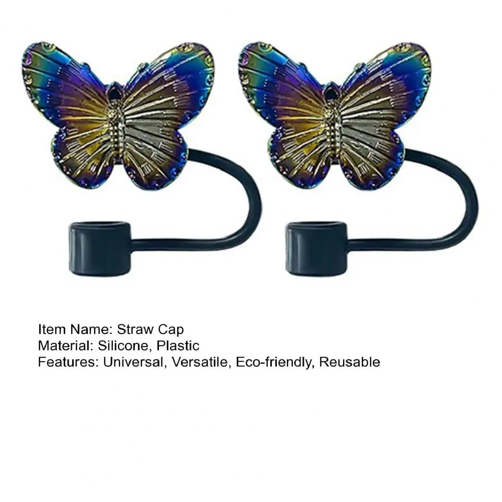 2Pcs Butterfly Straw Covers 10mm Straw Topper For 30/40 Oz Tumbler Reusable Drinking Straw Caps Eco-Friendly Cup Accessories