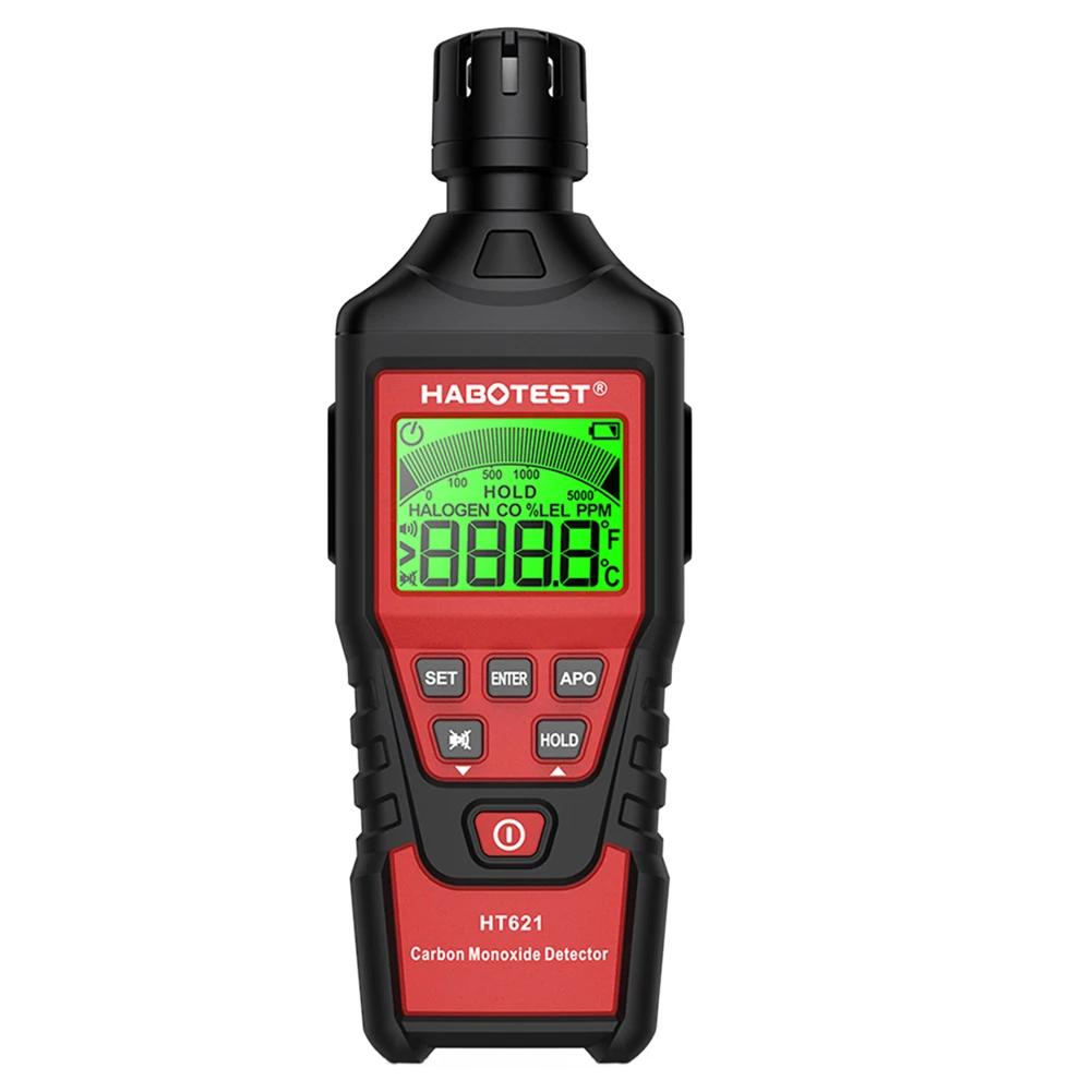 Carbon Monoxide Detector Alarm LCD Display Professional High Precision CO Gas Tester Battery Powered for Home Car Camping Travel
