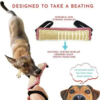 Dog Tug Toy Pet Bite Jute Tug Pillow With 2 Rope Handles Medium Large Dogs Training Toys for Malinois Pet Interative toy 5