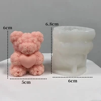 3D Bear Hug Love Silicone Candle Molds Diy Cute Bear Pet Candle Making Supplies Handmade Soap Plaster Resin Mold Home Decor Gift 6